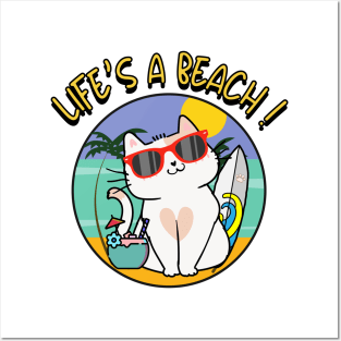 Life's a beach Persian Cat Posters and Art